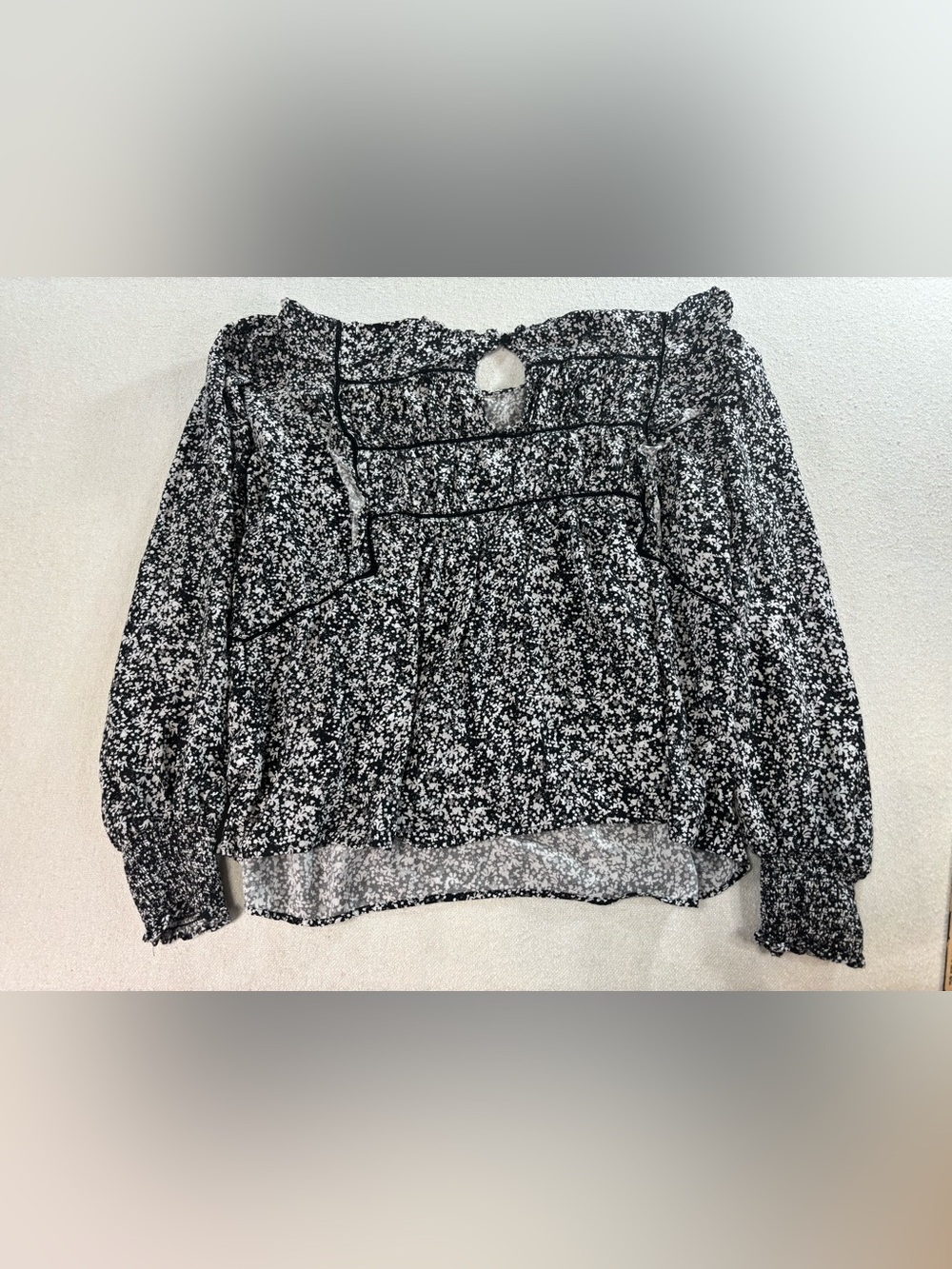 Rails Kadi Blouse Large Onyx Meadow Floral Ruffle Boho Long Sleeve Top - Picture 3 of 8